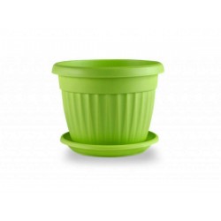 Пластмасова саксия ребра с чиния - зелена