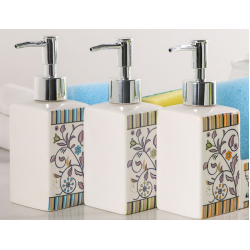 Керамичен дозатор за течен сапун с поставка за гъба