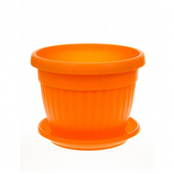Пластмасова саксия ребра с чиния - оранжева