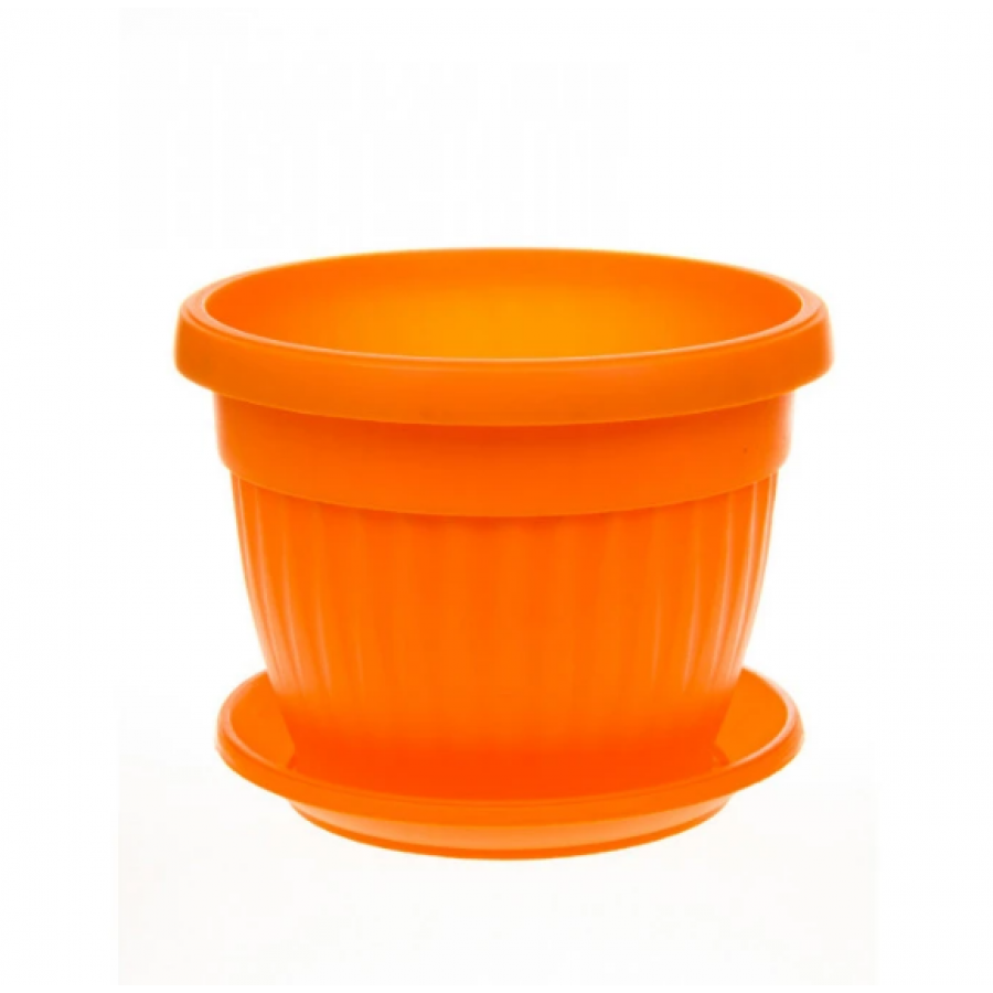 Пластмасова саксия ребра с чиния - оранжева