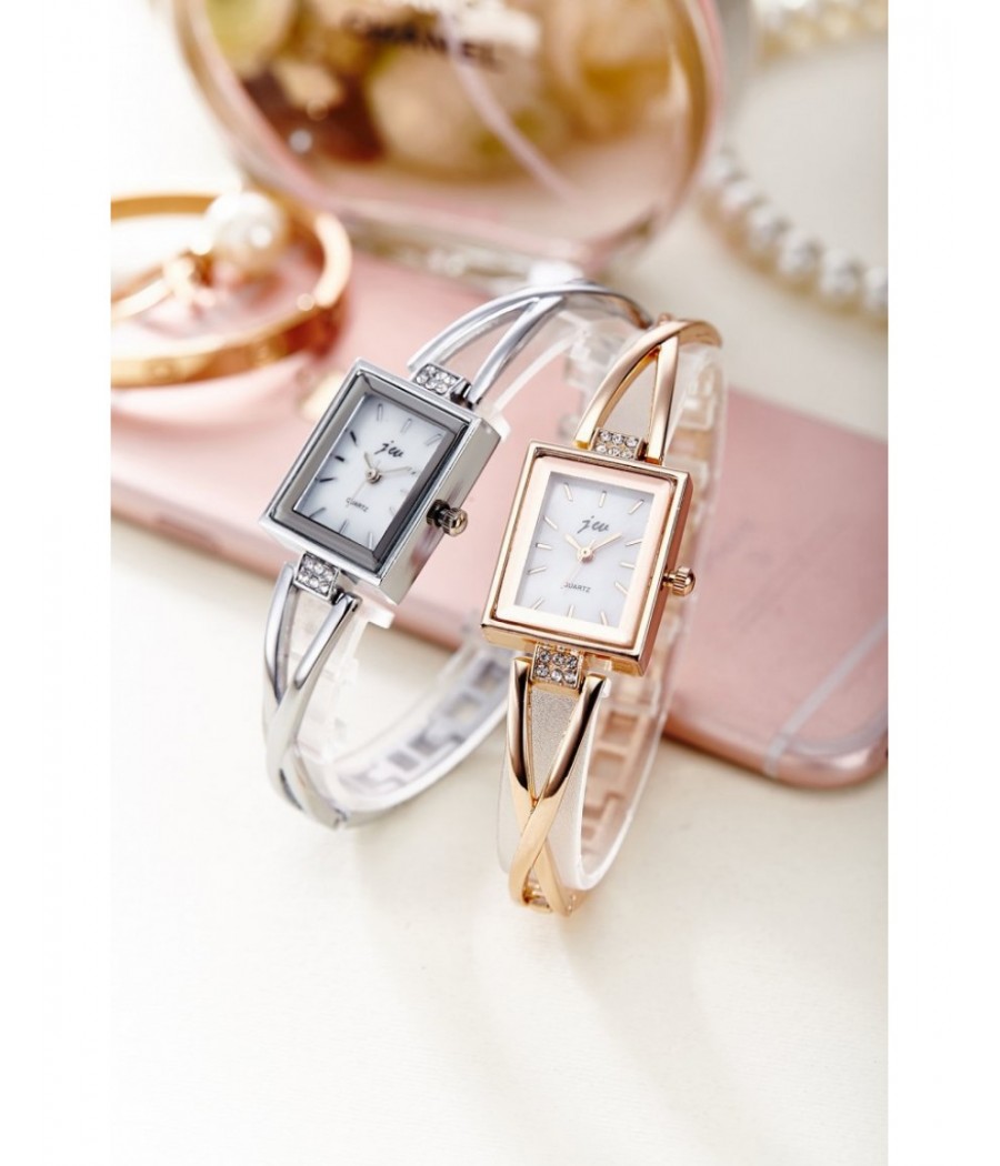 Квадратен дамски часовник с кристали
