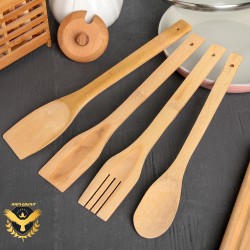 Бамбукови прибори за кухня с поставка