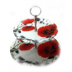 Стъклена фруктиера на две нива - Мак