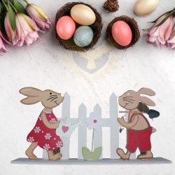 Дървена украса Зайци