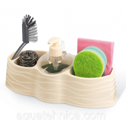 Дозатор за течен сапун с допълнителни отделения за гъби