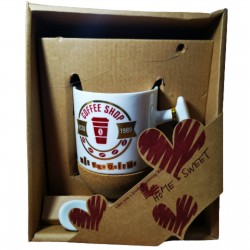 Порцеланов комплект чаша с лъжичка - "COFFEE Premium Beans"