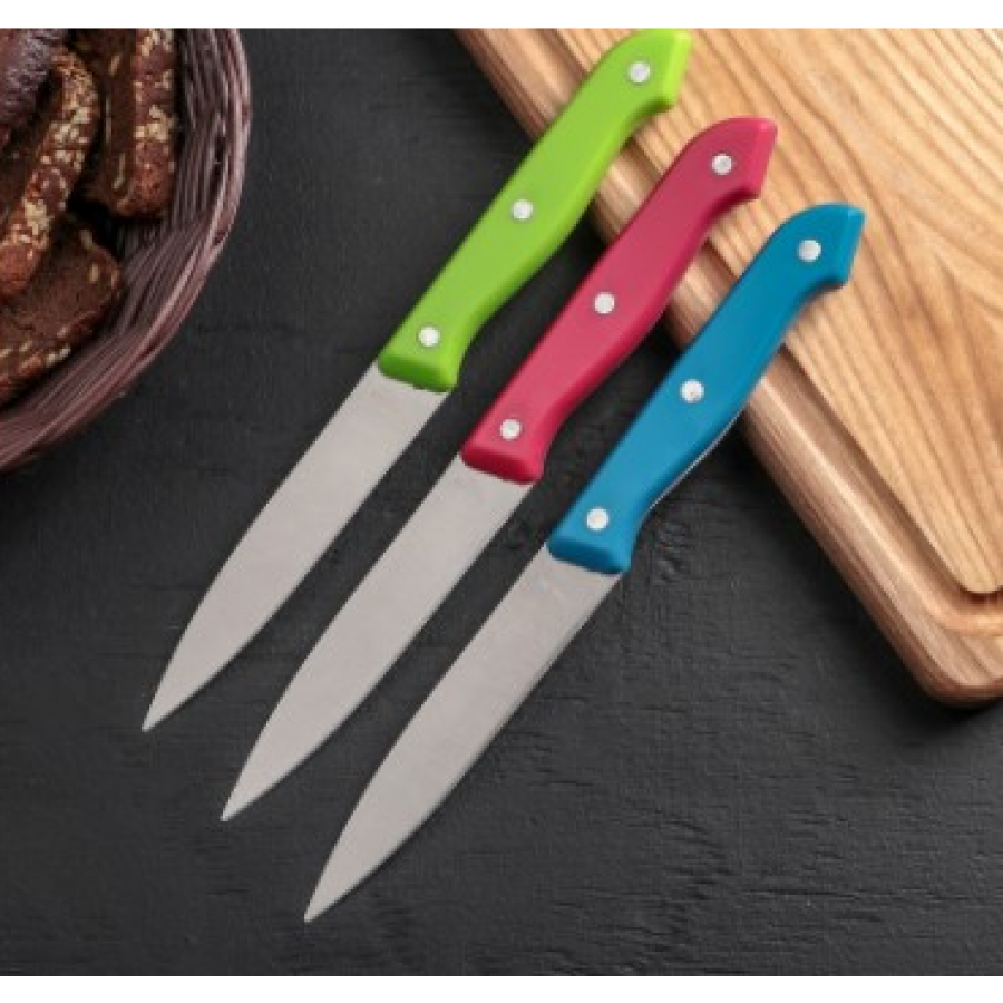 Комплект от 3 ножа с цветни дръжки