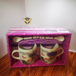 Комплект 2 броя чаши с лъжички -  Лавандула