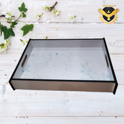 Дървен поднос бял