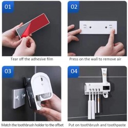 Поставка за четки за зъби с UV стерилизатор и дозатор