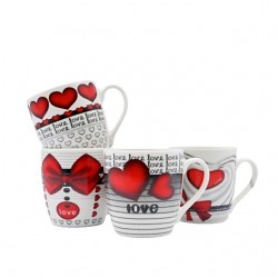 Порцеланова чаша сърца червени