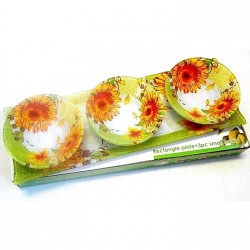 Стъклено плато "Слънчоглед" с 3 купички 