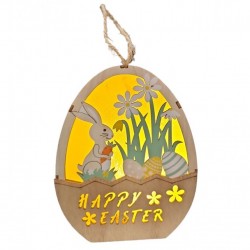 Дървена Великденска украса светеща