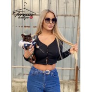 Черна къса блузка