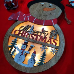 Дървена Светеща коледна украса Дядо Коледа 