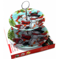 Стъклена коледна фруктиера на 2нива