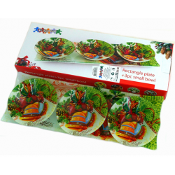 Стъклен коледен сервиз - стъклено плато с три купички