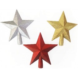 Връх за елха златна , сребърна , червена  звезда 20см