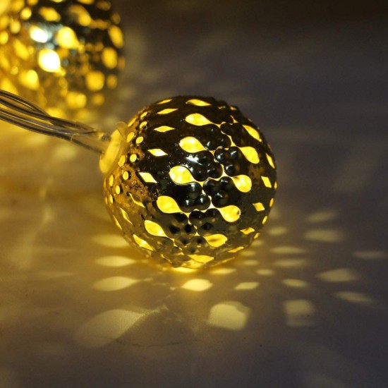 Новогодишни лампички , метални , 10 LED топки