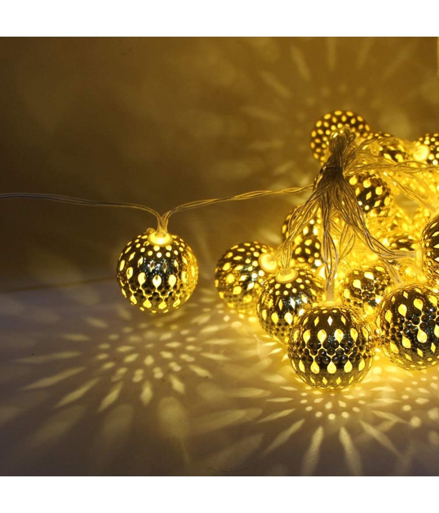 Новогодишни лампички , метални , 20 LED топки