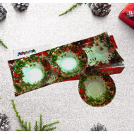 Стъклено коледно плато в комплект с 3 купички