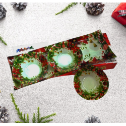 Стъклено коледно плато в комплект с 3 купички