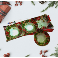 Стъклено коледно плато в комплект с 3 купички