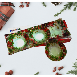 Стъклено коледно плато в комплект с 3 купички