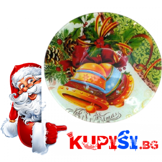 Стъклено плато с Коледни камбанки