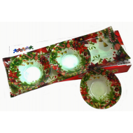 Стъклено коледно плато в комплект с 3 купички