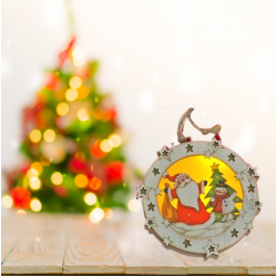 Дървена, светеща Коледна фигурка за окачване