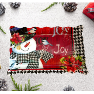 Стъклено, плато със Снежко , Коледна украса , Коледен подарък