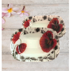 Стъклена купа с  декор Мак