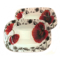 Стъклена купа с  декор Мак