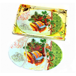 Стъклено овално плато 4 в 1 в подаръчна кутия