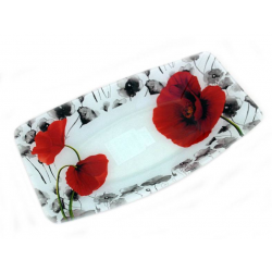 Стъклена,правоъгълна купа "Мак"