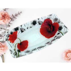 Стъклена,правоъгълна купа "Мак"