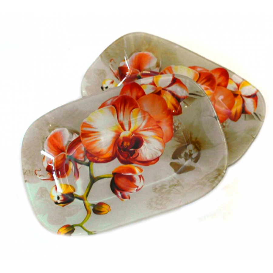 Стъклена купа с  декор Орхидея
