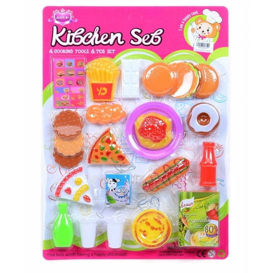 Детски комплект играчки за бързо хранене с торта