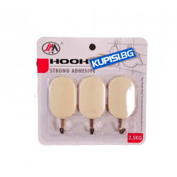 Бели Лепящи закачалки с метална кука (Комплект 3 броя)