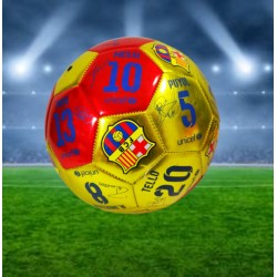 КОЖЕНА ФУТБОЛНА ТОПКА НА БАРСЕЛОНА С ПОДПИСИ НА ИГРАЧИТЕ