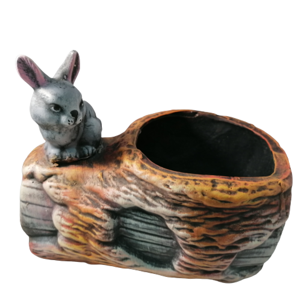Керамична саксия пънче  със зайче