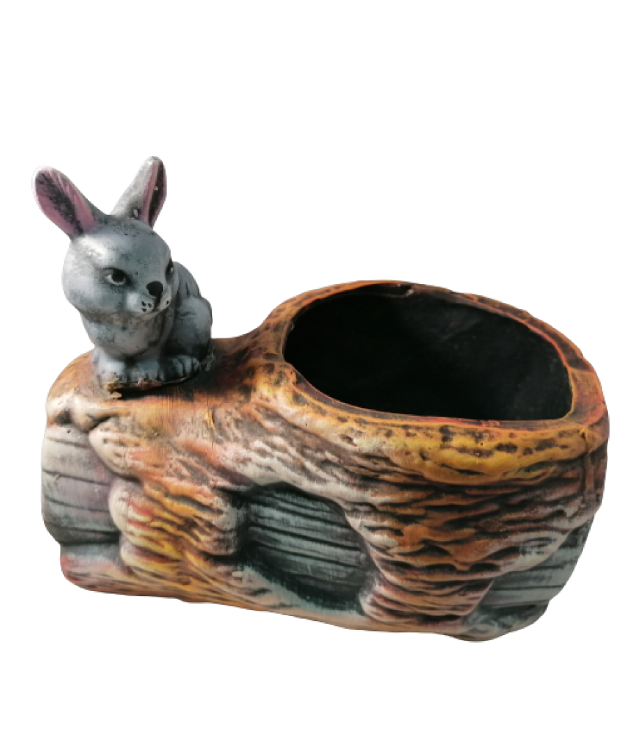 Керамична саксия пънче  със зайче