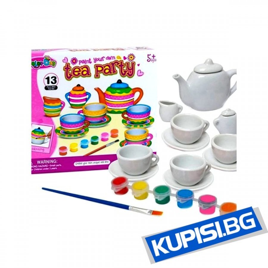 Детска настолна игра за Оцветяване на чаен сервиз