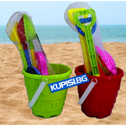 ПЛАЖНА ИГРАЧКА ОТ ПЛАСТМАСА, КОФИЧКА ЗА ПЯСЪК С АКСЕСОАРИ