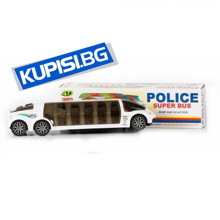 Музикална, светеща полицейска лимузина (движеща с отварящи врати ) + ВИДЕО
