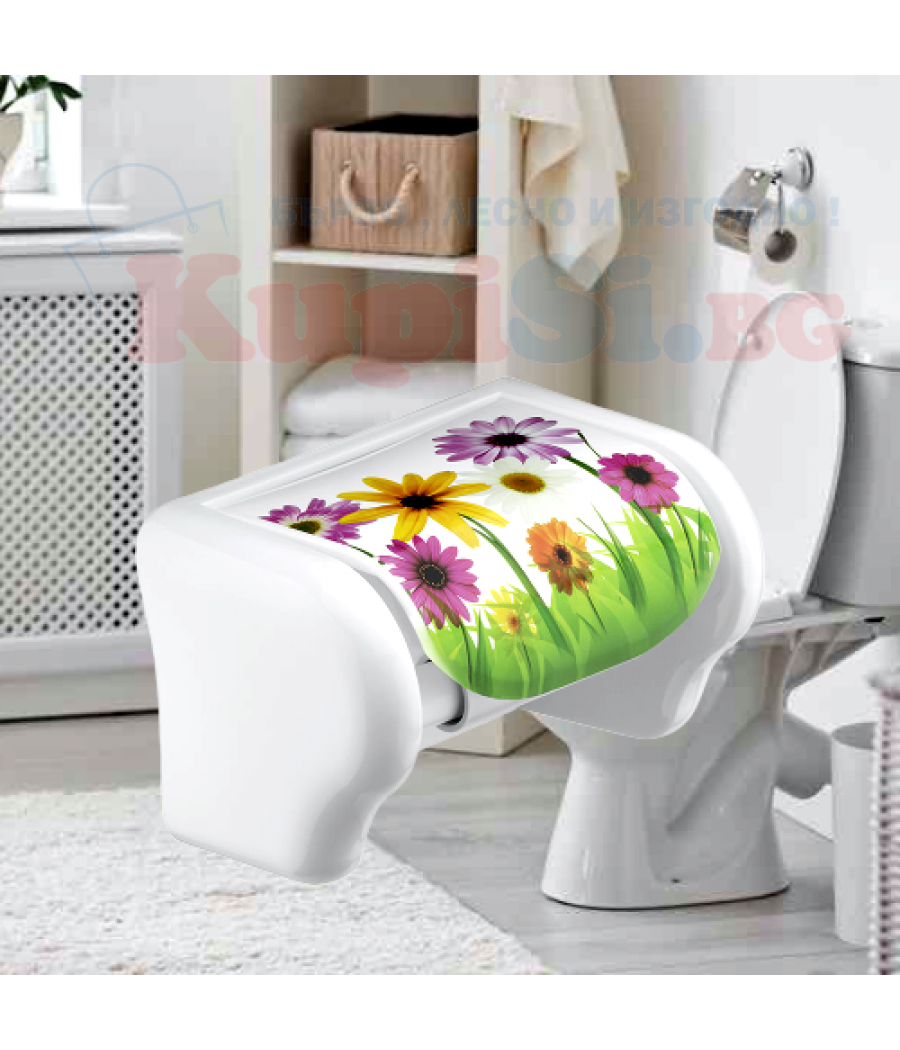 Поставка за тоалетна хартия с цветя