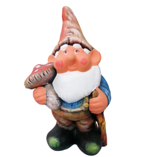 Керамична фигура джудже с гъба