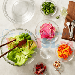 Комплект стъклени купи с капаци – 5 броя