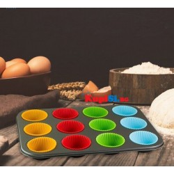 Метална форма за мъфини със силиконови формички